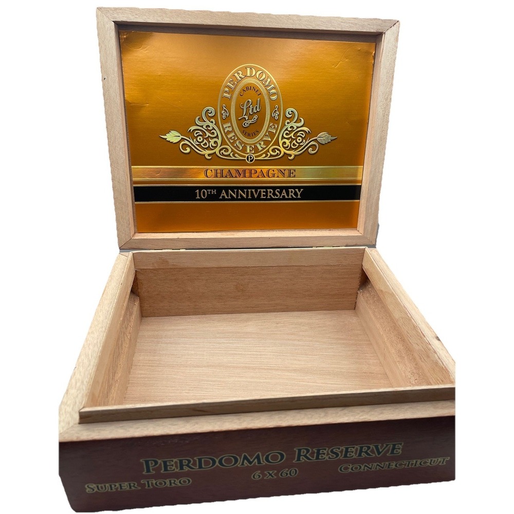 Perdomo Reserve Empty Cigar Box Wood 10th Anniversary Super Toro 6x60 Humidor - Picture 3 of 7